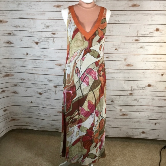 Mariella Rosati Dresses & Skirts - Mariella Rosati sheer overlay print dress linen 12